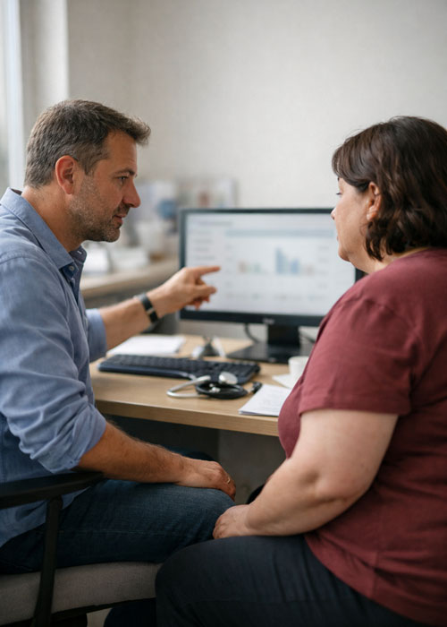 consultation médecin analogue GLP-1 patient surpoids