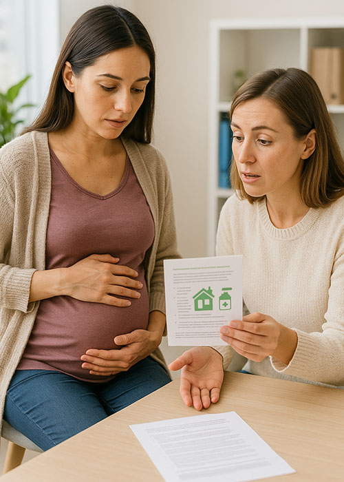 Consultation grossesse avec conseils environnementaux.