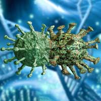 Mutation du coronavirus. Modification gÃ©nÃ©tique du virus.